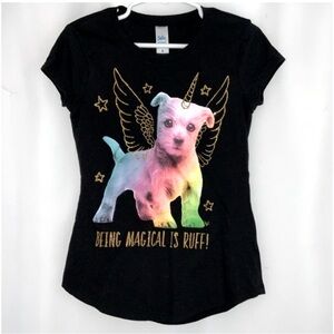 Girl’s Justice Black Magical Dog Tee Size 6